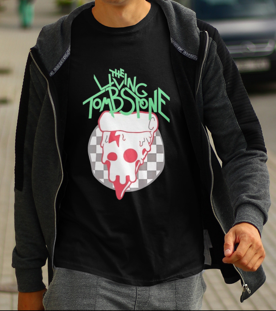 The Living Tombstone Pizza Skull Checkered T-Shirt