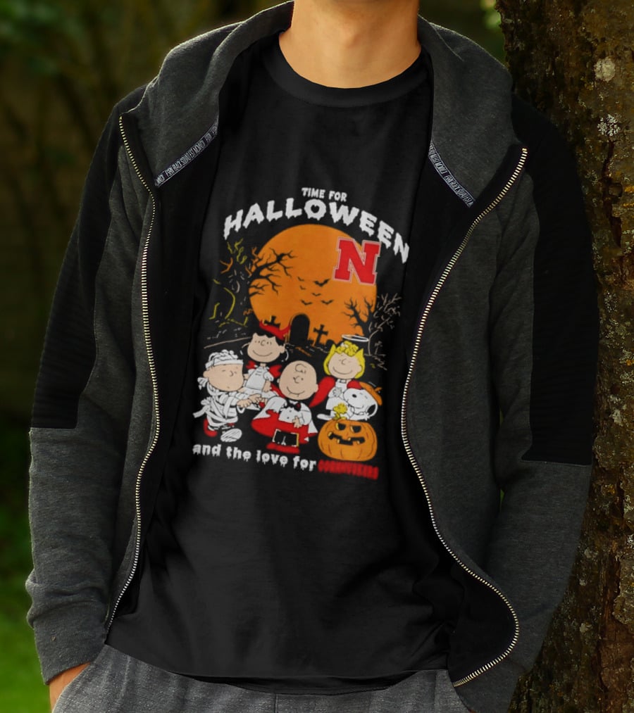 Time For Halloween Nebraska Cornhuskers Peanuts Characters T-Shirt