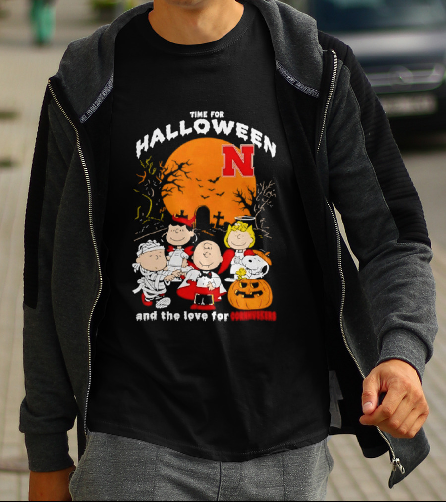 Time For Halloween Nebraska Cornhuskers Peanuts Characters T-Shirt
