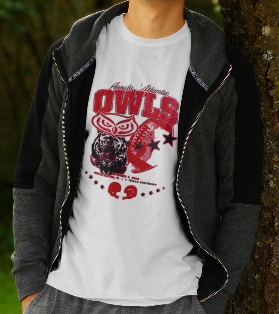 Florida Atlantic Owls Boca Raton Texas Southern 2026 Football Tiger Art Stars Red T-Shirt