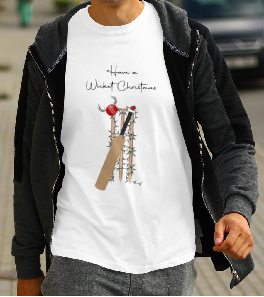 Have A Wicket Christmas Cricket Bat And Stumps Holiday T-Shirt