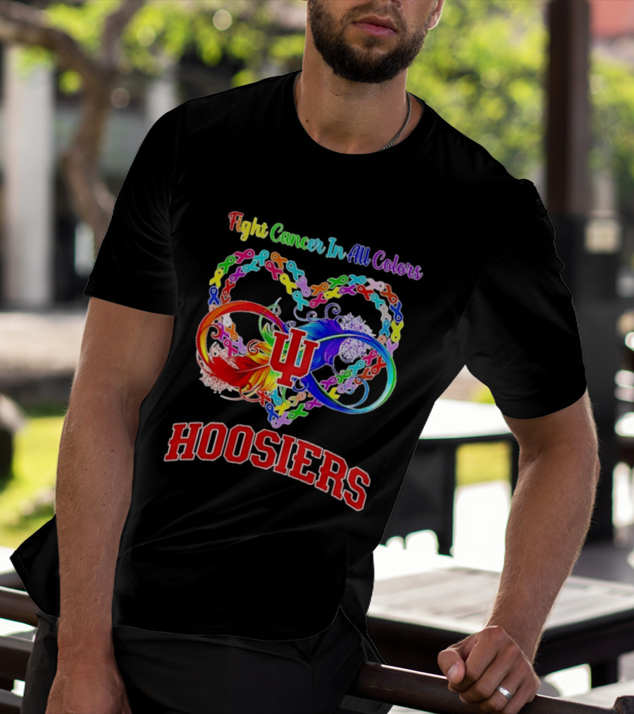Hoosiers Fight Cancer In All Colors With Heart Symbol And Interlocking Chains T-Shirt