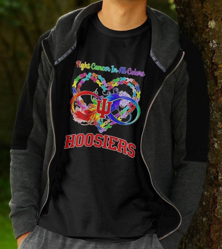 Hoosiers Fight Cancer In All Colors With Heart Symbol And Interlocking Chains T-Shirt