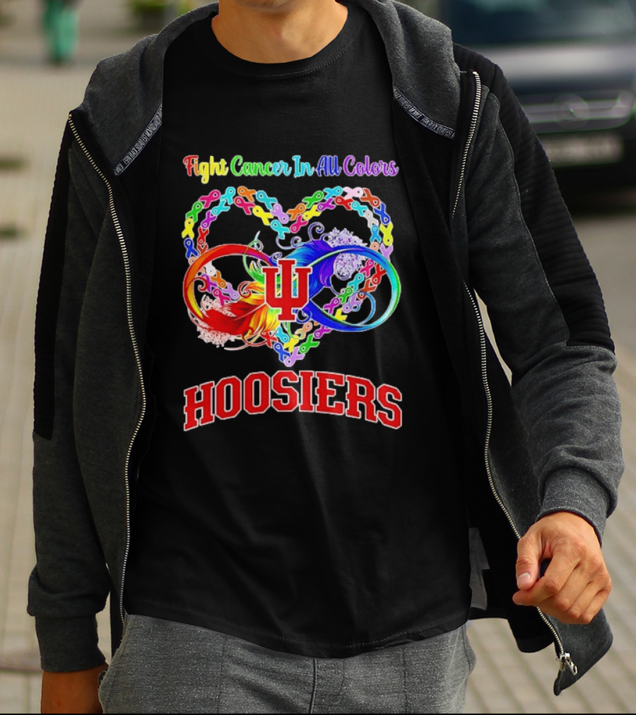 Hoosiers Fight Cancer In All Colors With Heart Symbol And Interlocking Chains T-Shirt