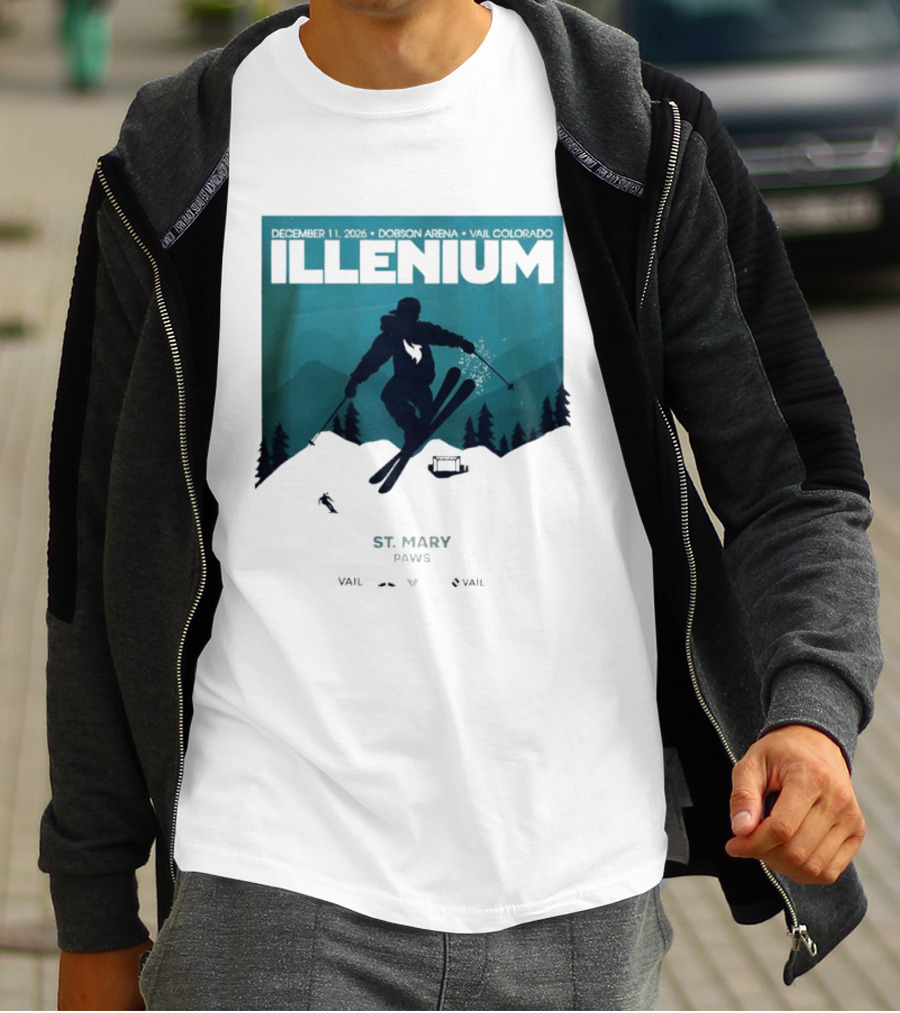 Illenium December 11 2026 Skiing Dobson Arena Vail Colorado Concert St Mary Paws T-Shirt