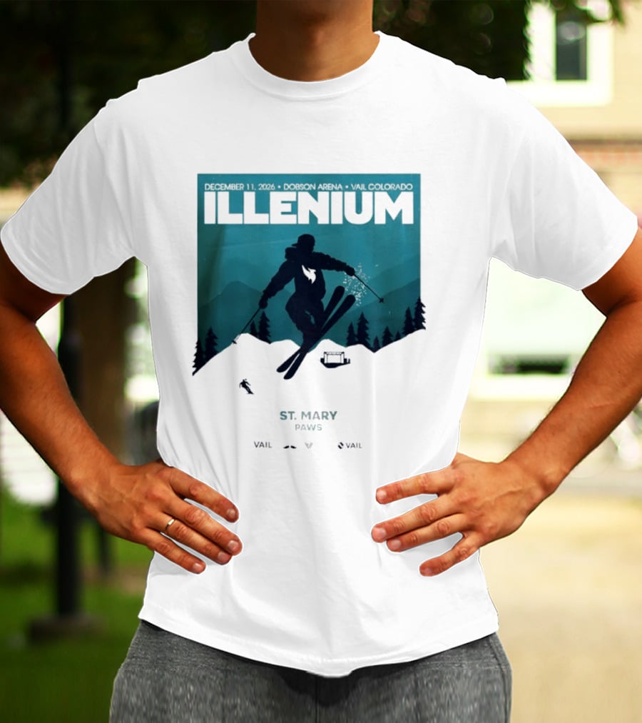 Illenium December 11 2026 Skiing Dobson Arena Vail Colorado Concert St Mary Paws T-Shirt