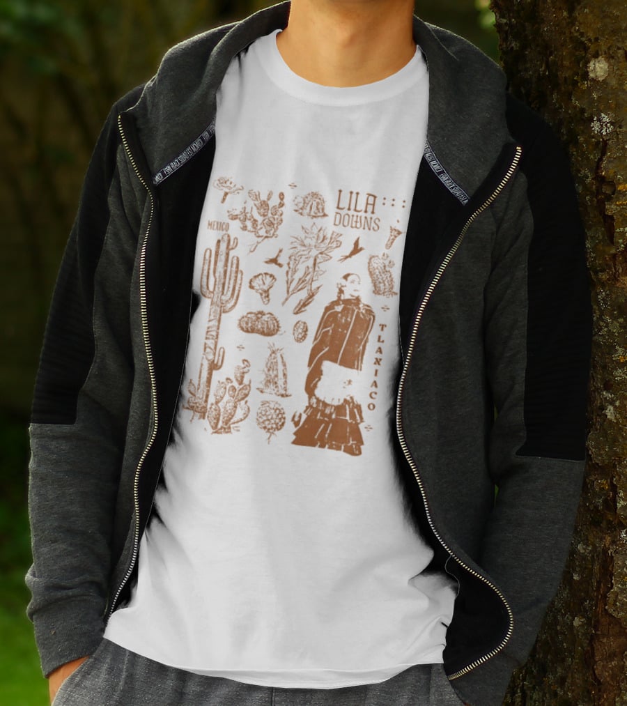 Lila Downs Mexico Tlaxiaco Mexican Singer With Floral And Cactus T-Shirt