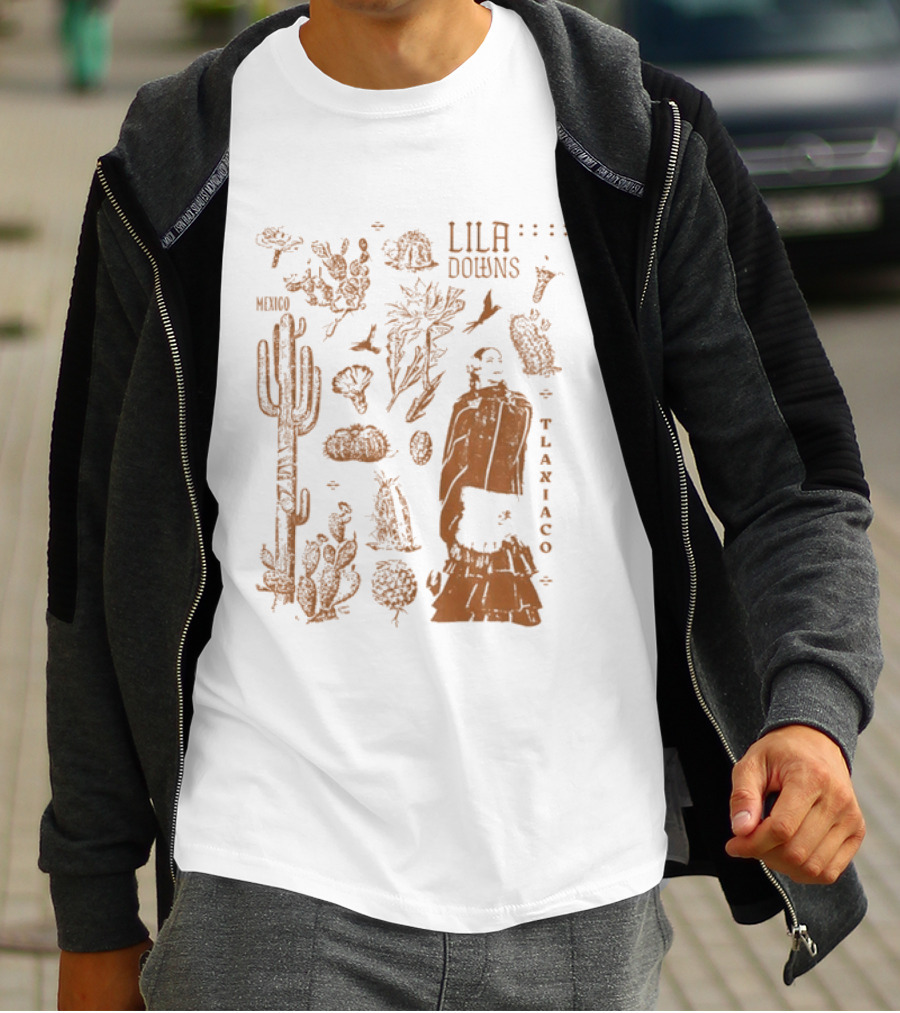 Lila Downs Mexico Tlaxiaco Mexican Singer With Floral And Cactus T-Shirt