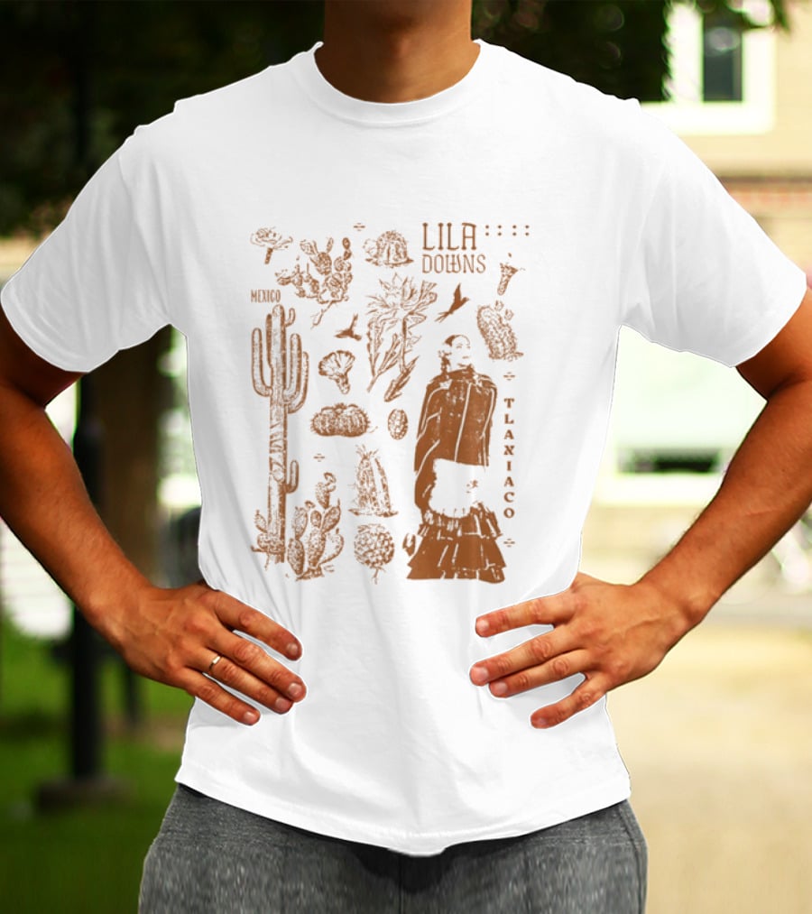Lila Downs Mexico Tlaxiaco Mexican Singer With Floral And Cactus T-Shirt