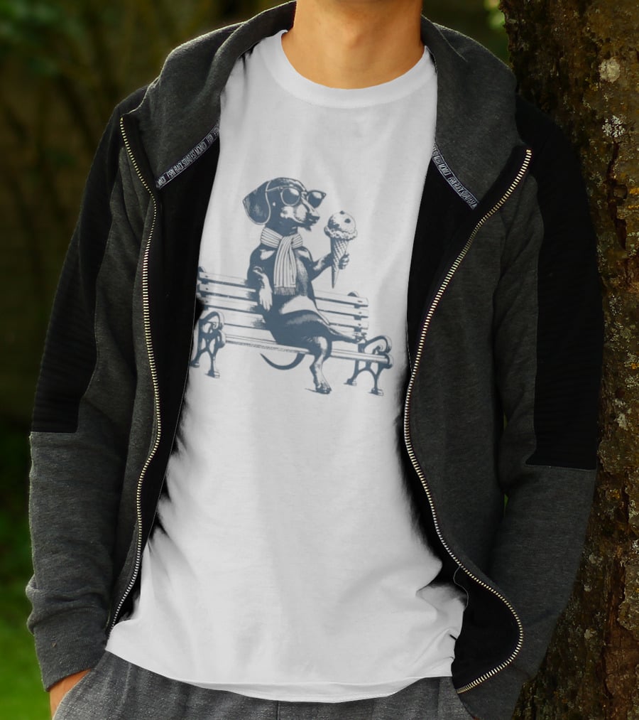 Lisa Dogecan Dachshund Ice Cream April 1992 Bench T-Shirt