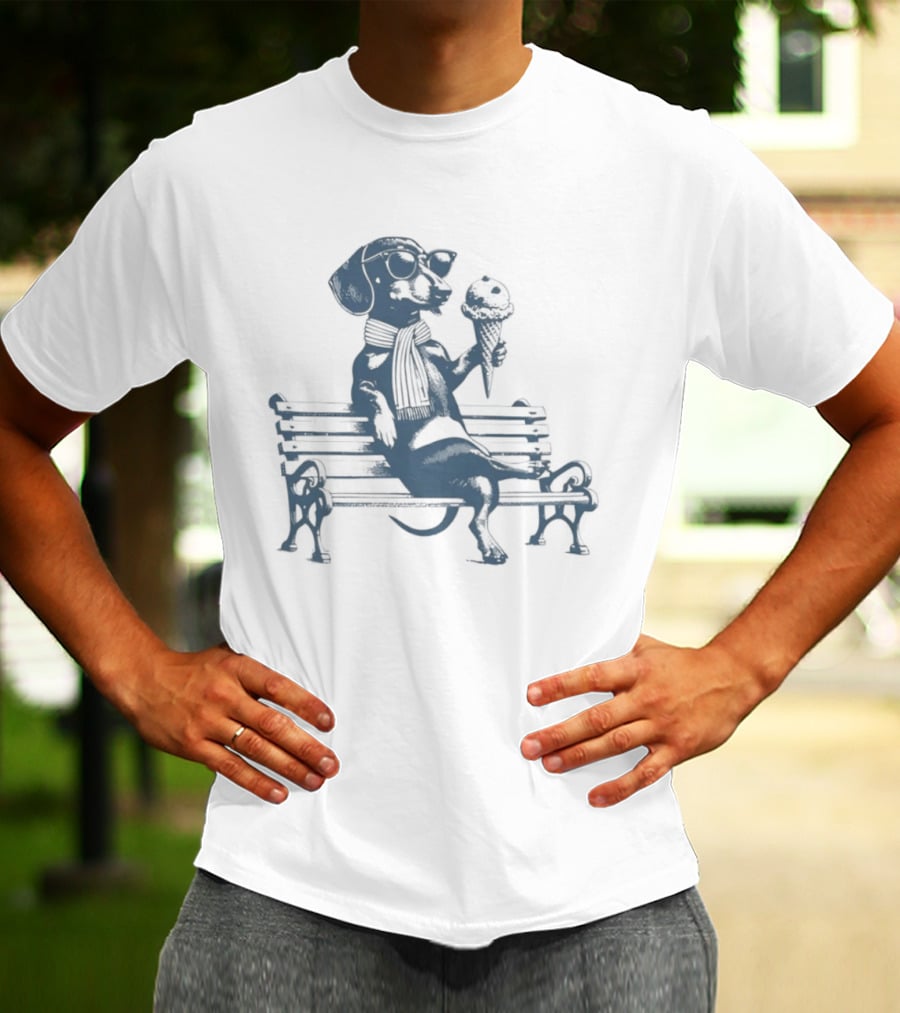 Lisa Dogecan Dachshund Ice Cream April 1992 Bench T-Shirt