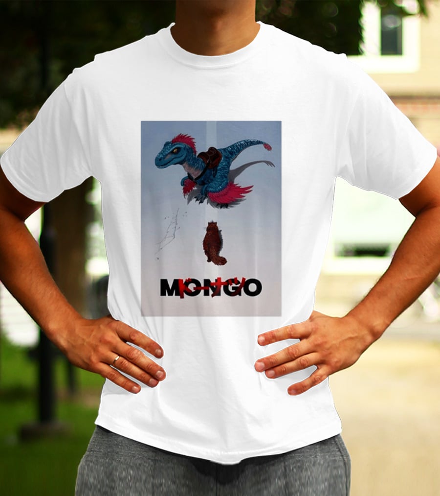 Mongo The Raptor Dinosaur And Cat Fantasy Adventure T-Shirt
