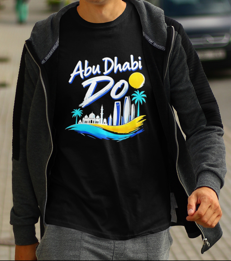 Abu Dhabi Do United Arab Emirates Travel Souvenir Skyline Sun Palm Trees T-Shirt
