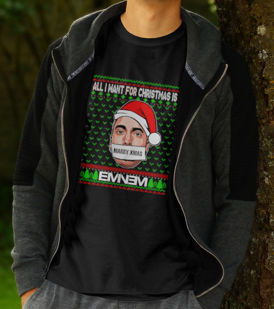 Eminem Santa All I Want For Christmas Is Eminem Ugly Christmas T-Shirt