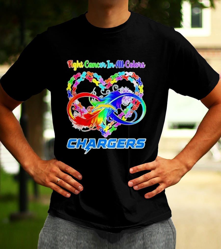 Fight Cancer In All Colors Los Angeles Chargers Infinity Heart T-Shirt