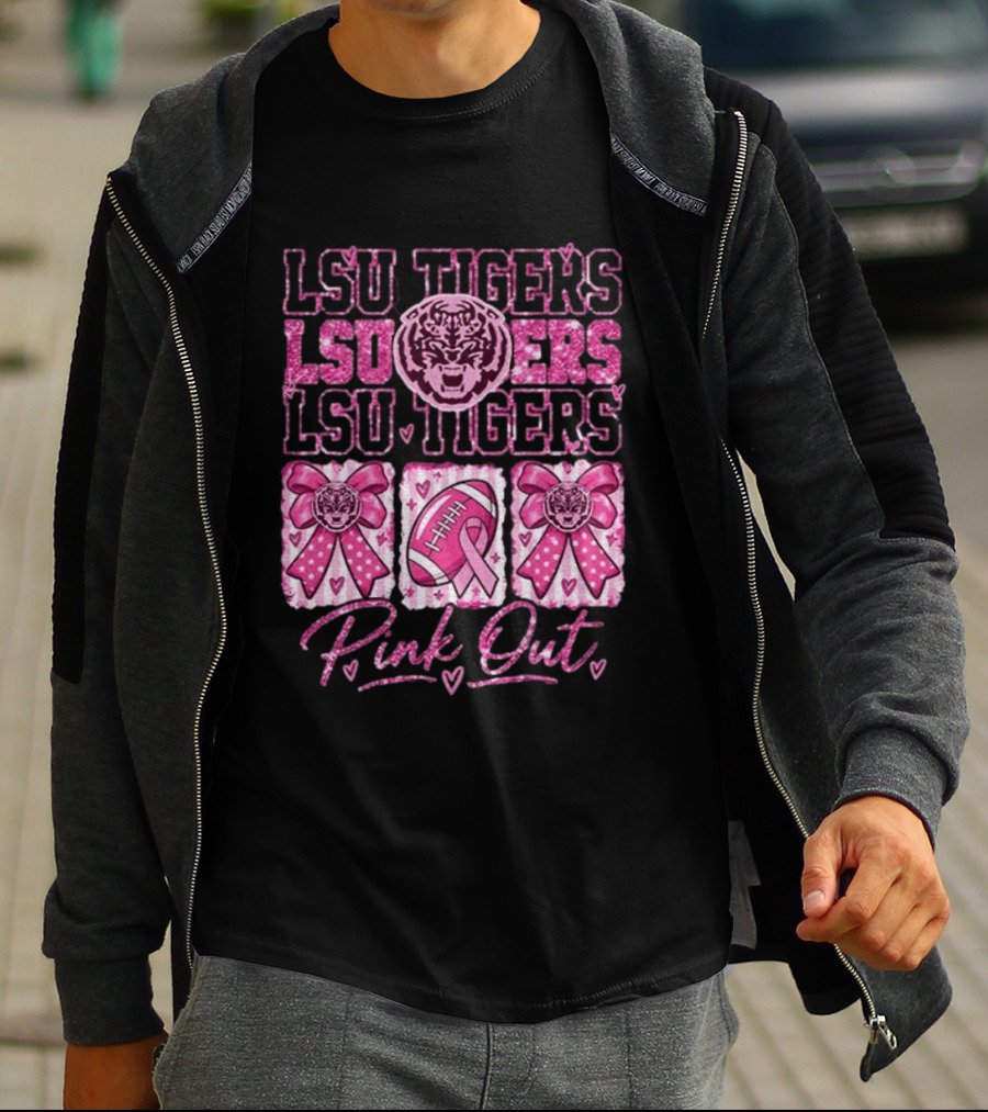 LSU Tigers Pink Out Breast Cancer Awareness Football Game Day T-Shirt