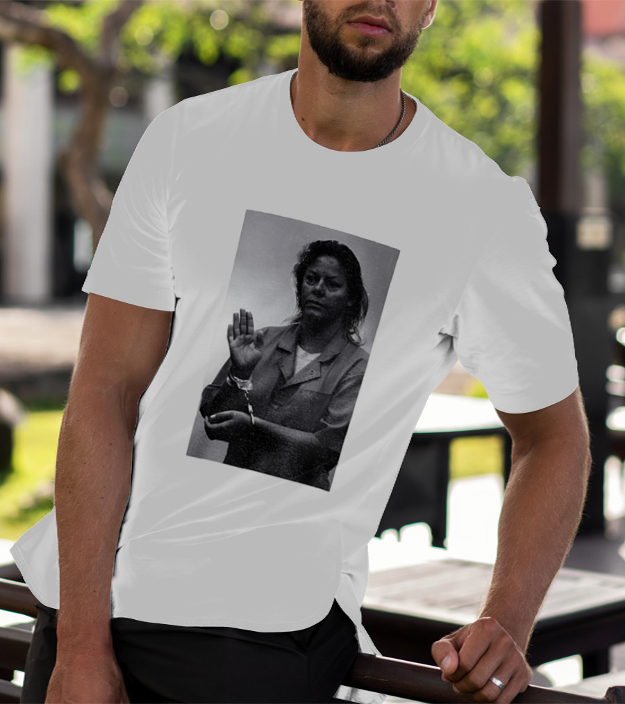 Aileen Wuornos True Crime Handcuffed Raised Hand Political Image T-Shirt