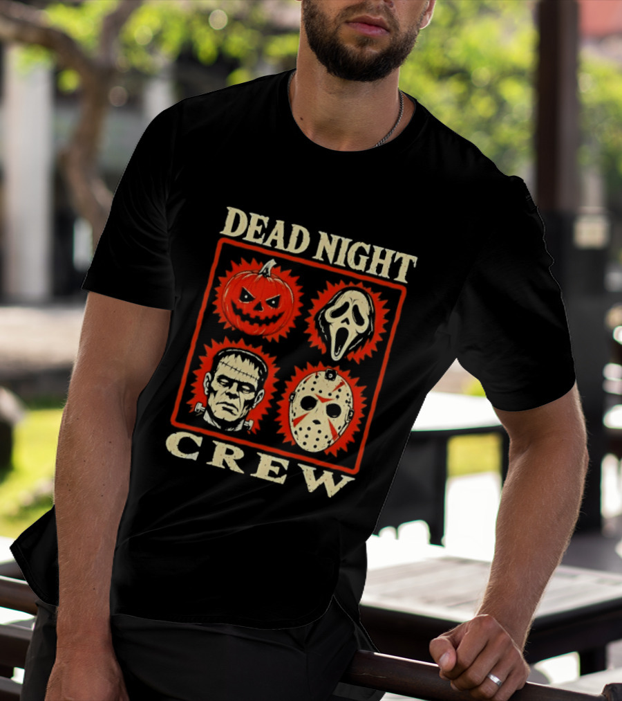 Dead Night Crew Halloween Horror Pumpkin Ghost Jason Voorhees Frankenstein T-Shirt