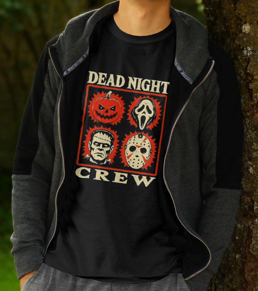 Dead Night Crew Halloween Horror Pumpkin Ghost Jason Voorhees Frankenstein T-Shirt