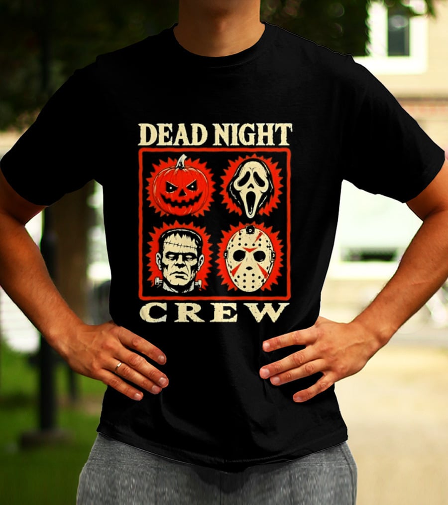 Dead Night Crew Halloween Horror Pumpkin Ghost Jason Voorhees Frankenstein T-Shirt