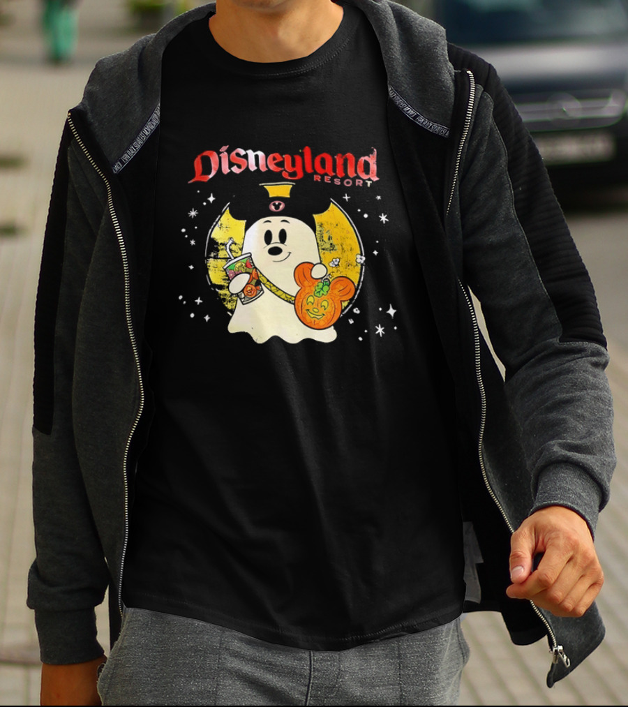 Distressed Disneyland Resort Mickey Mouse Ghost Halloween T-Shirt
