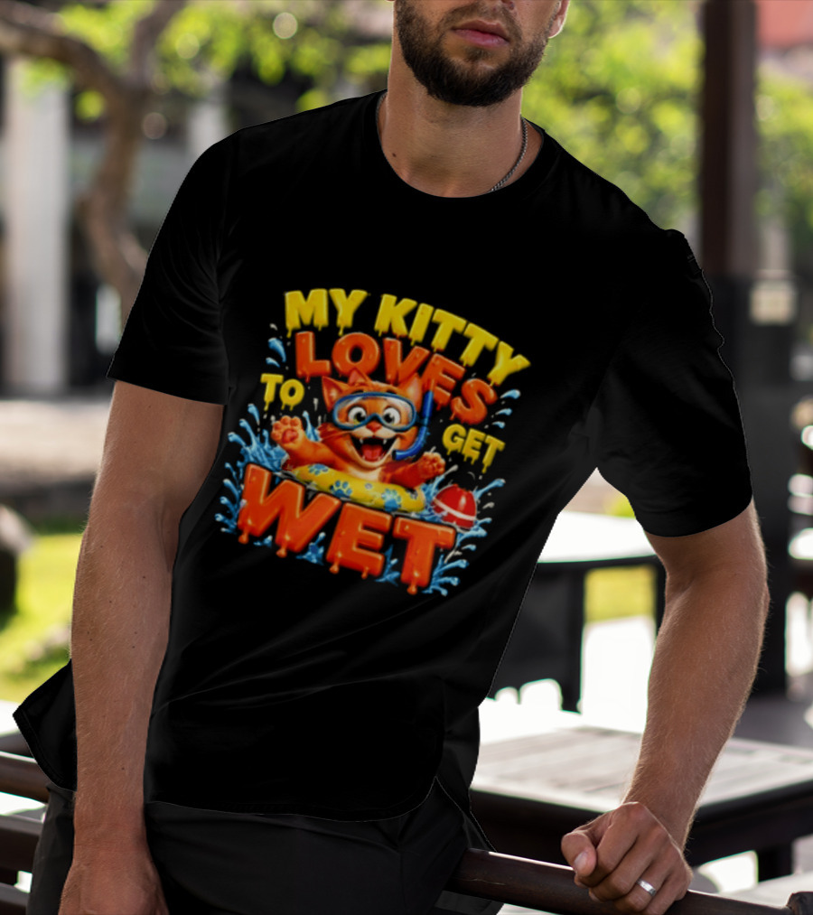 My Kitty Loves To Get Wet Orange Cat Snorkel Swimming Ring T-Shirt