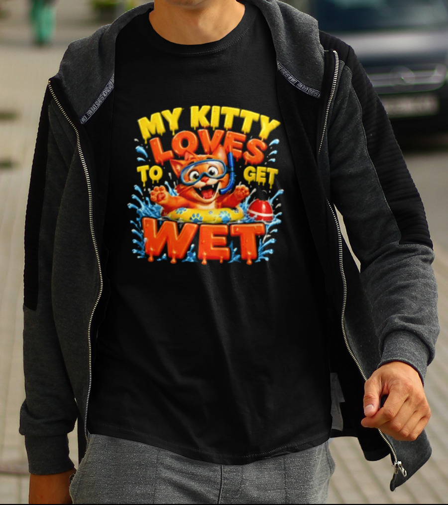 My Kitty Loves To Get Wet Orange Cat Snorkel Swimming Ring T-Shirt