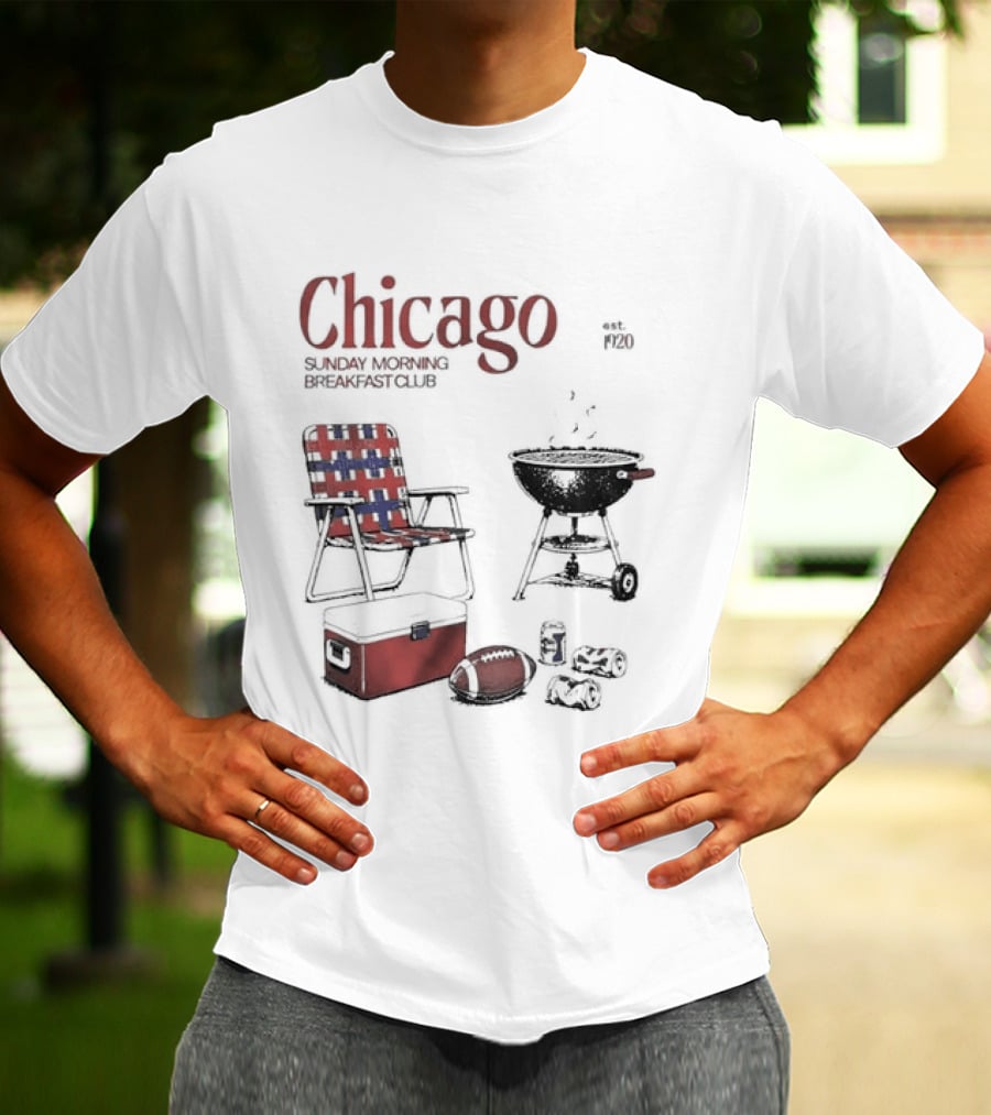 Chicago Sunday Morning Breakfast Club 1920 Charcoal Grill Lawn Chair Cooler T-Shirt