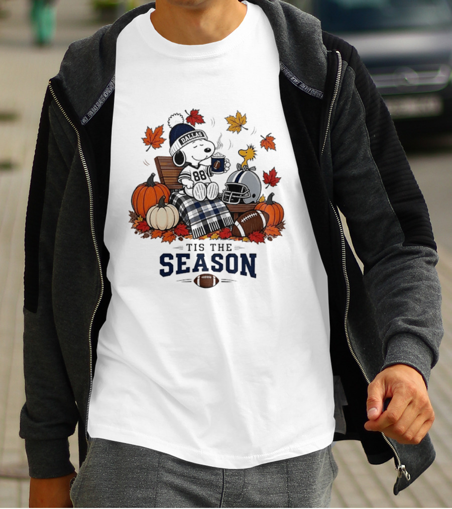 Dallas Cowboys Snoopy Woodstock Fall Football 'Tis The Season T-Shirt