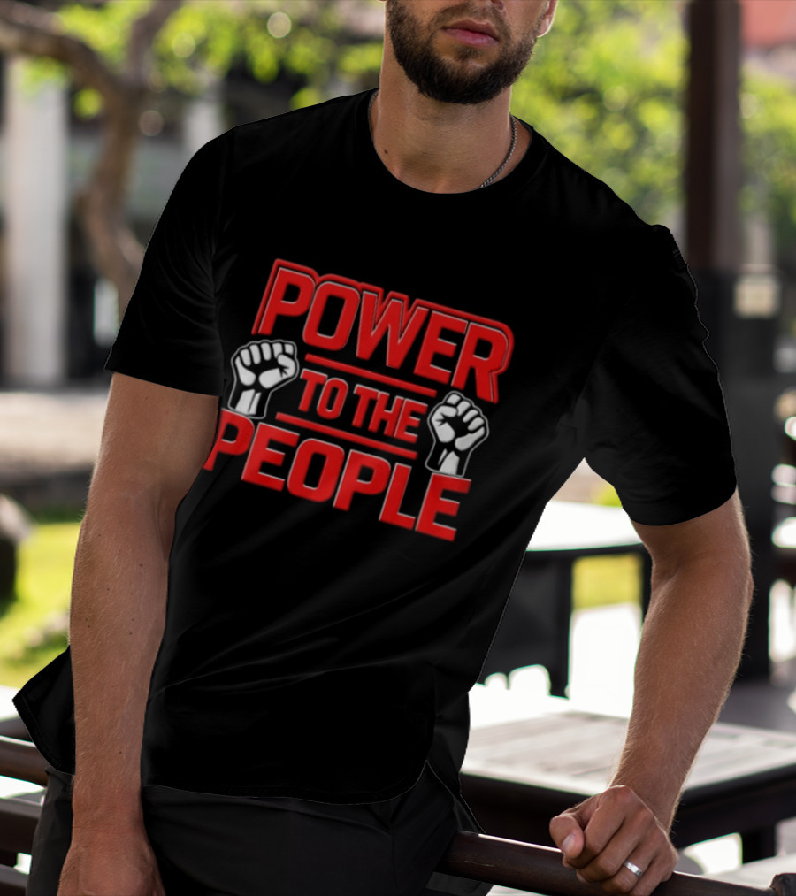 Power To The People Two Raised Fists Red T-Shirt
