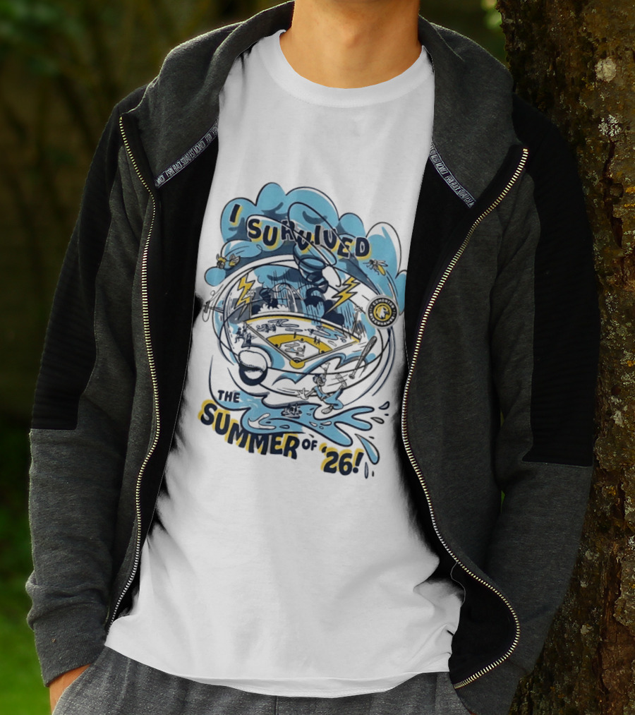 I Survived The Summer Of '26 Edmonton Riverhawks Baseball Lightning Storms T-Shirt