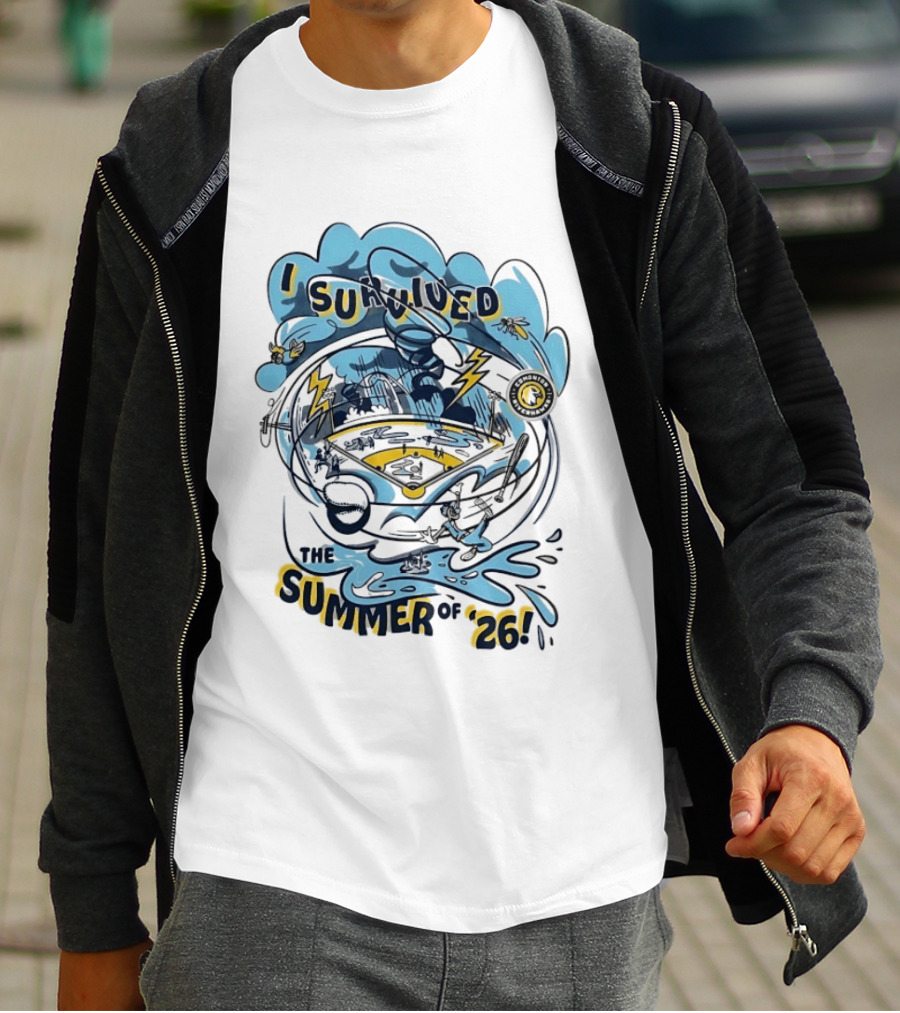 I Survived The Summer Of '26 Edmonton Riverhawks Baseball Lightning Storms T-Shirt