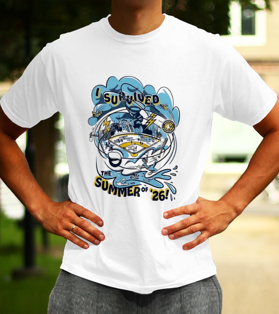I Survived The Summer Of '26 Edmonton Riverhawks Baseball Lightning Storms T-Shirt