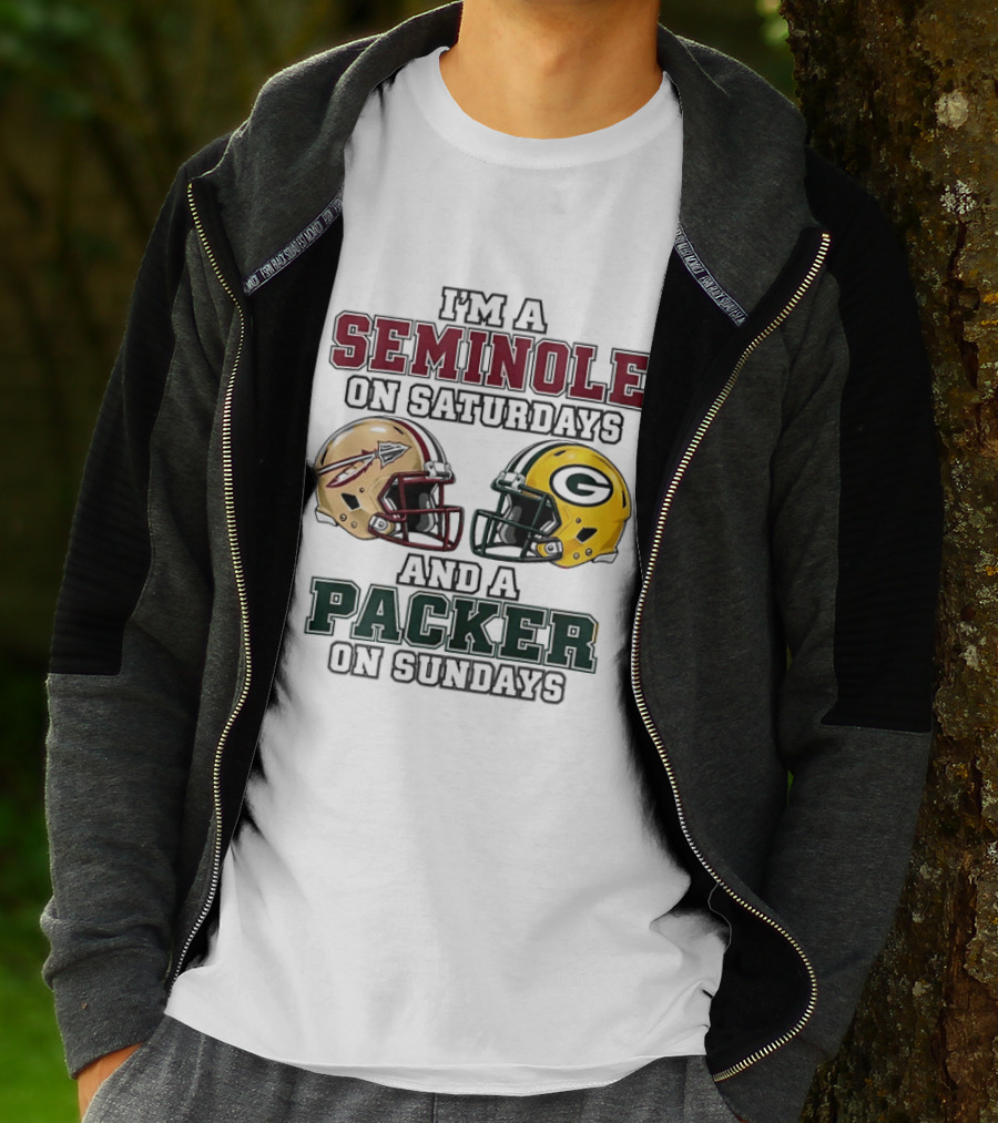 I'm A Seminole On Saturdays And A Packer On Sundays Football Helmets T-Shirt