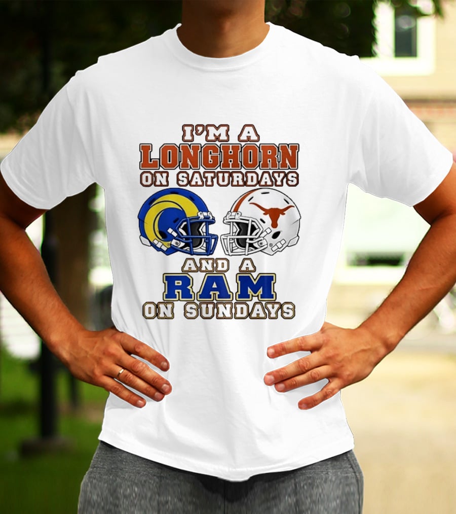 I'm A Longhorn On Saturdays And A Ram On Sundays Two Helmet 2026 T-Shirt