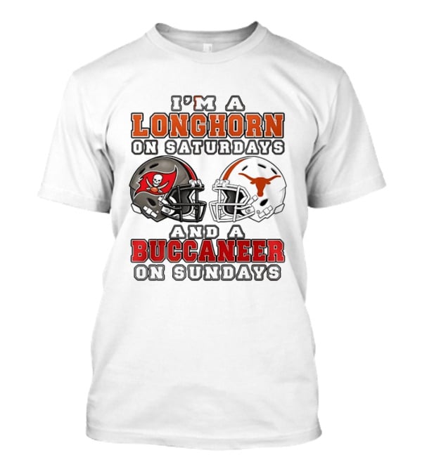 I'm A Longhorn On Saturdays And A Buccaneer On Sundays Two Helmet 2026 T-Shirt