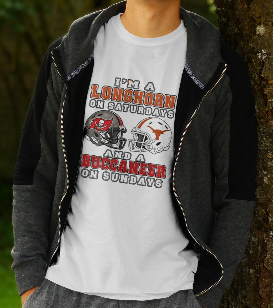 I'm A Longhorn On Saturdays And A Buccaneer On Sundays Two Helmet 2026 T-Shirt