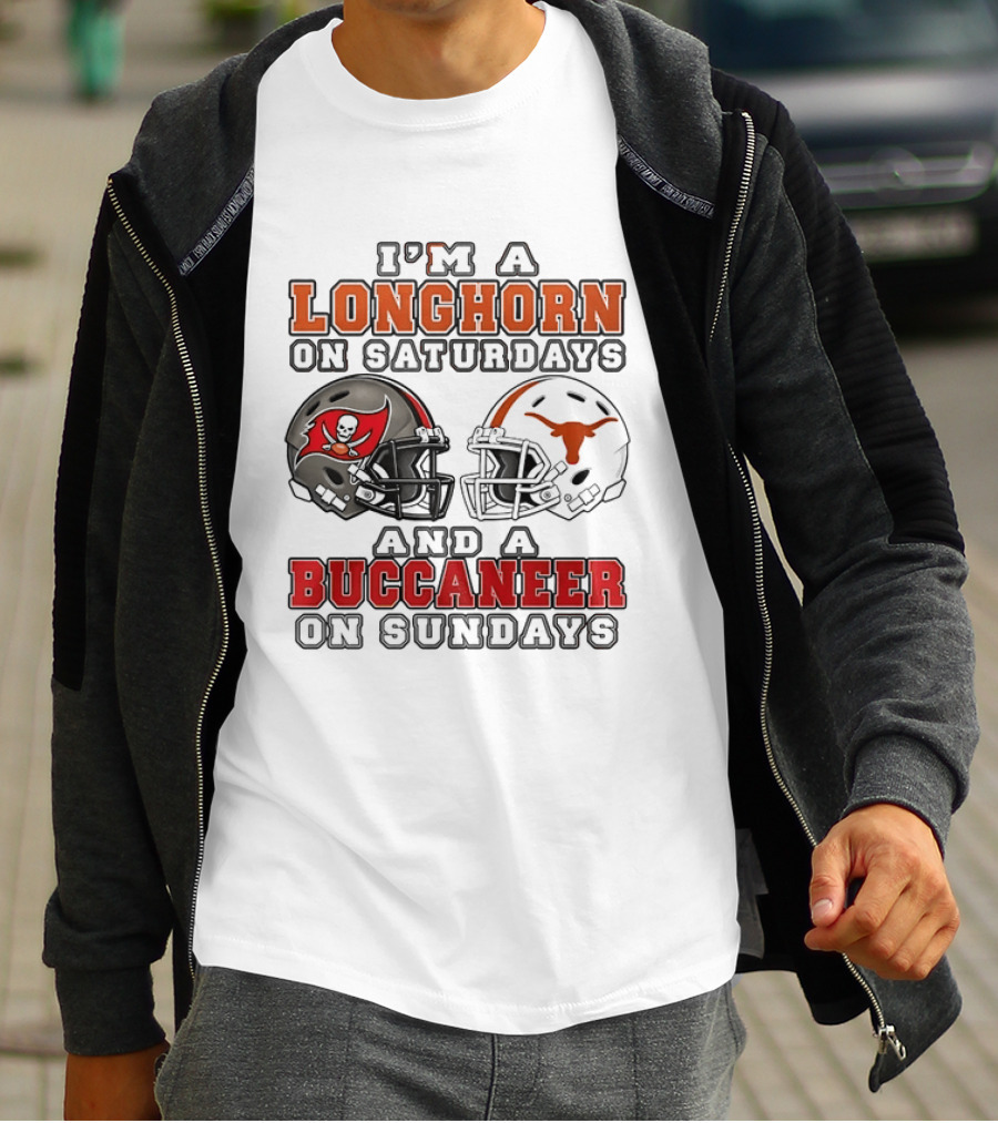 I'm A Longhorn On Saturdays And A Buccaneer On Sundays Two Helmet 2026 T-Shirt