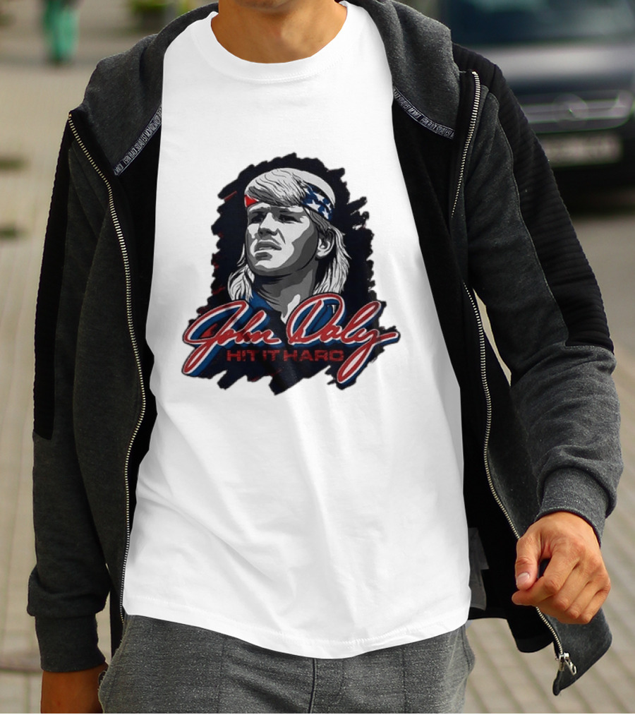 John Daly Hit It Hard Man American Flag Bandana T-Shirt