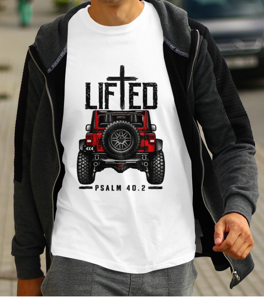 Lifted 4x4 Jeep Off Road Adventure Psalm 40:2 T-Shirt