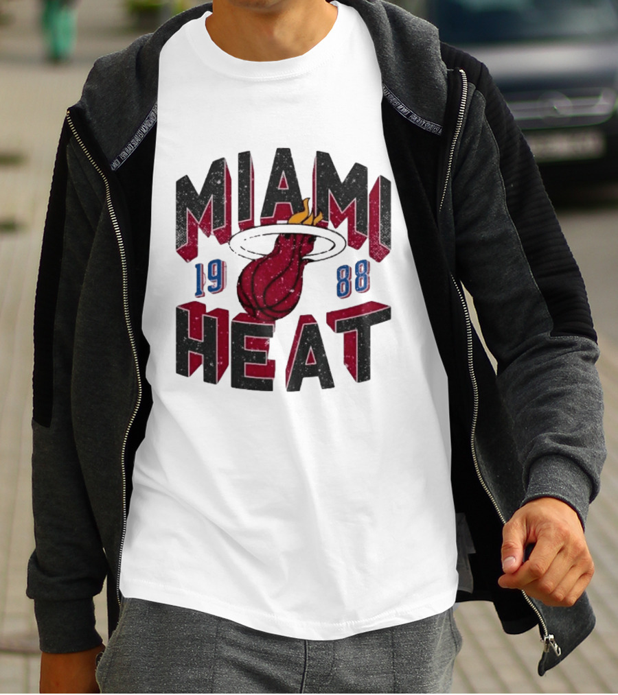 Miami Heat 1988 Flaming Basketball NBA Peace Collective T-Shirt
