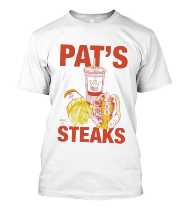 Pat's King Of Steaks 250 Cheesesteak Philadelphia Iconic Sandwich And Drink T-Shirt