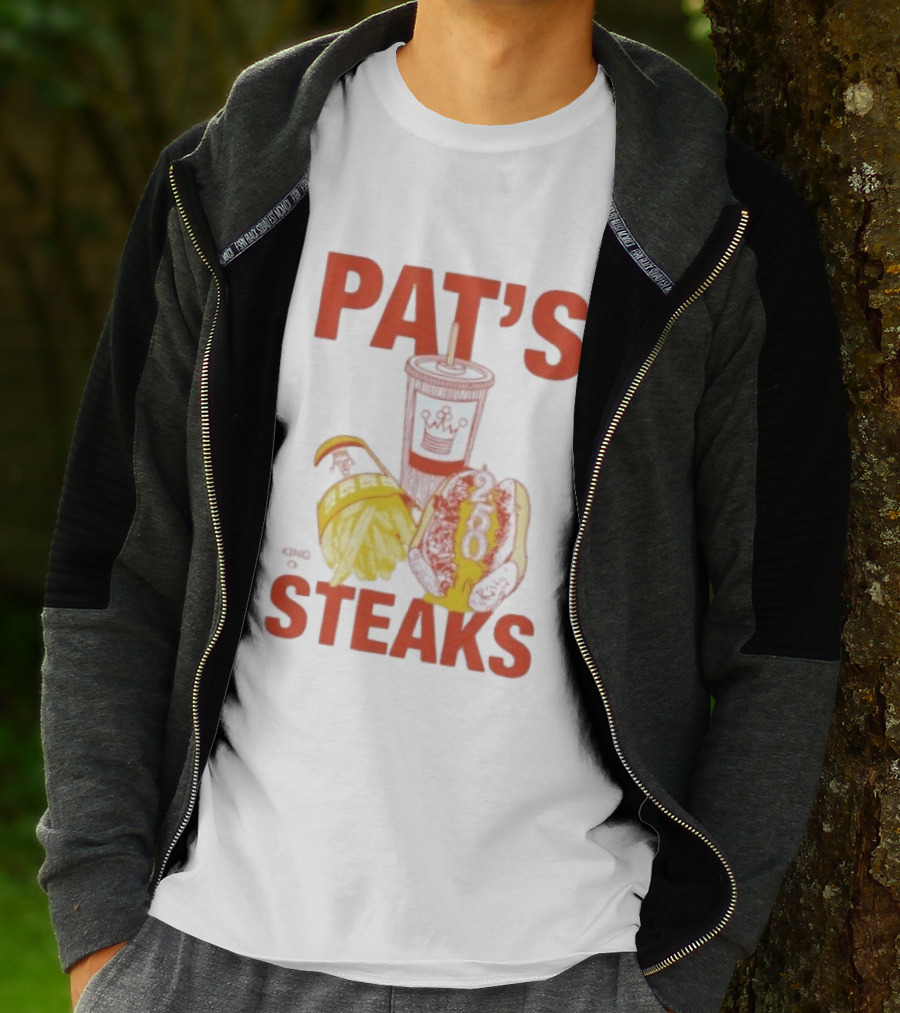 Pat's King Of Steaks 250 Cheesesteak Philadelphia Iconic Sandwich And Drink T-Shirt