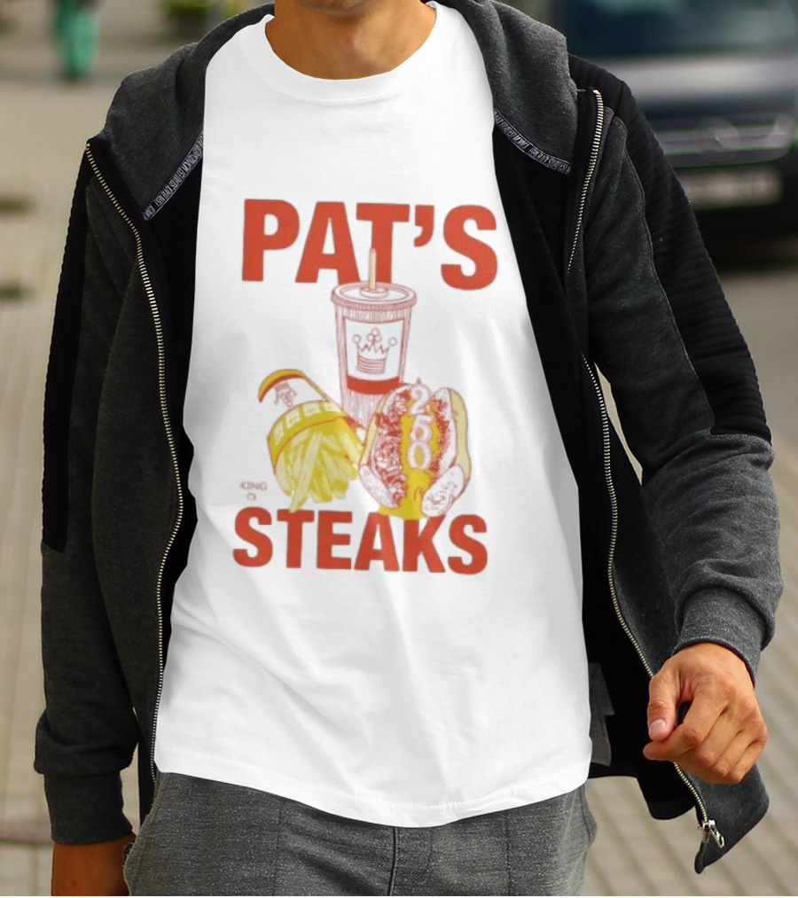 Pat's King Of Steaks 250 Cheesesteak Philadelphia Iconic Sandwich And Drink T-Shirt