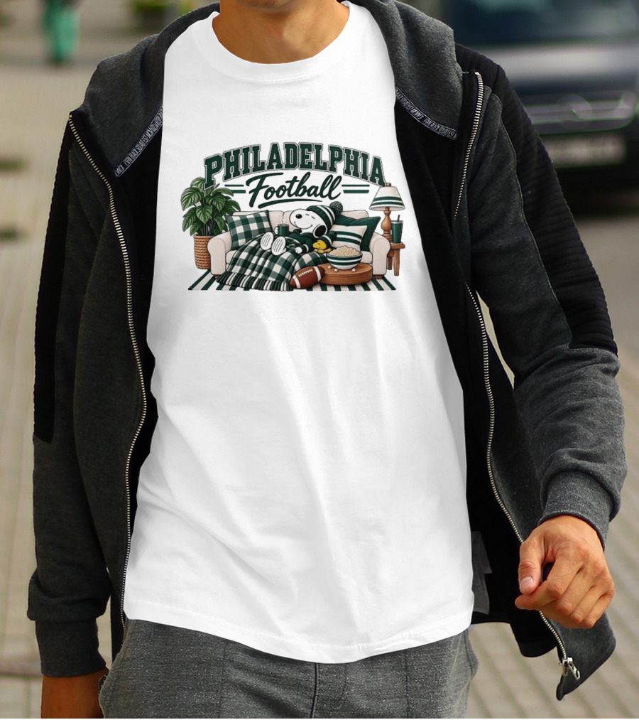 Philadelphia Eagles Football Snoopy Woodstock Cozy Couch T-Shirt