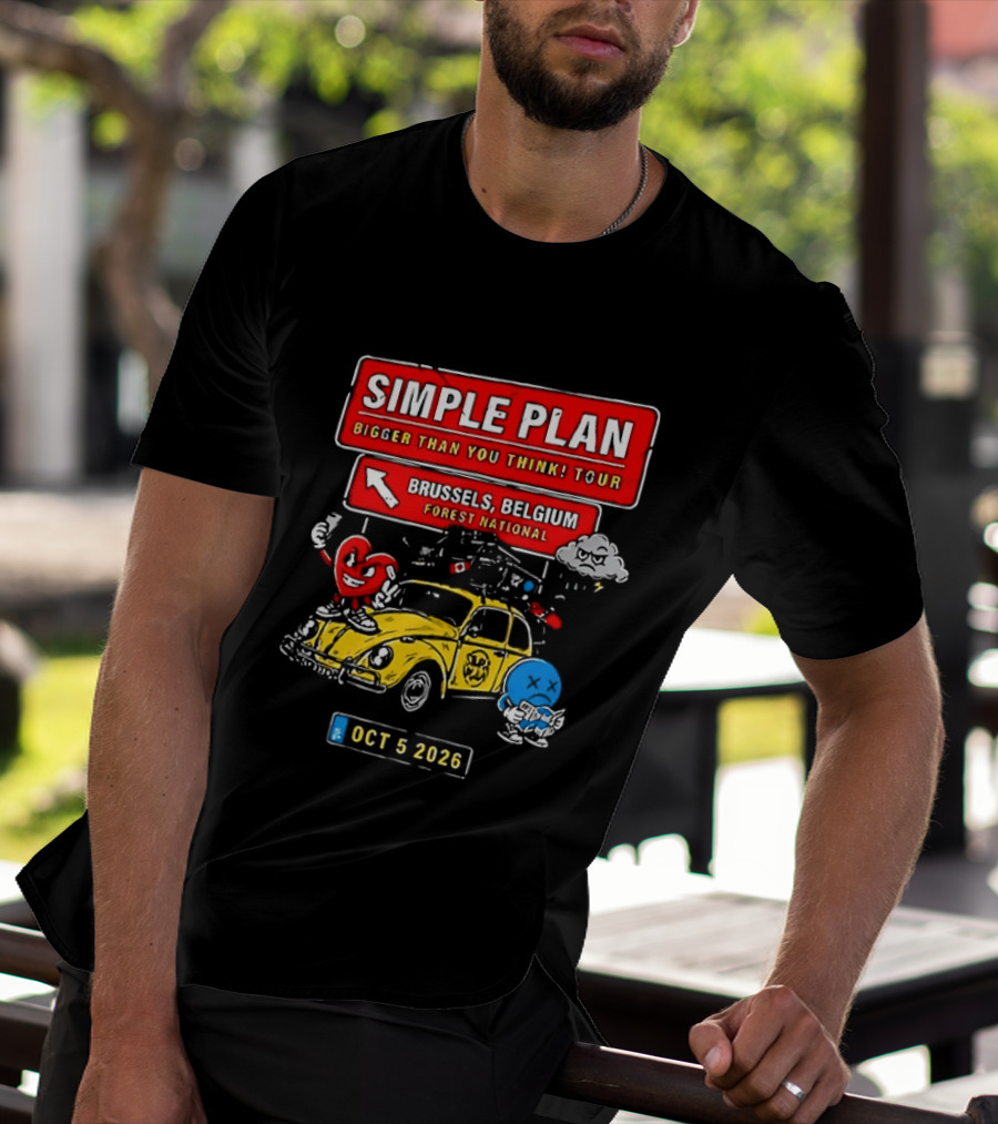 Simple Plan Bigger Than You Think Tour Brussels Belgium Forest National Oct 5 2026 T-Shirt