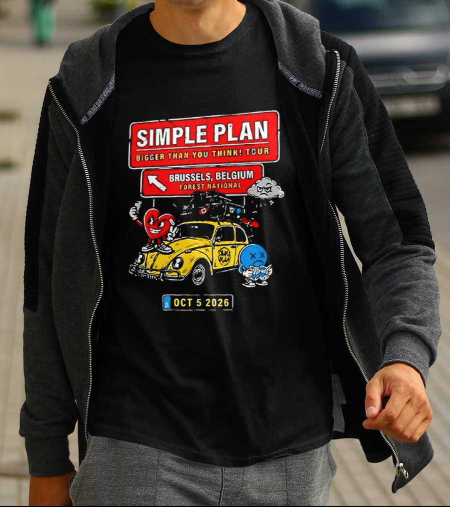Simple Plan Bigger Than You Think Tour Brussels Belgium Forest National Oct 5 2026 T-Shirt