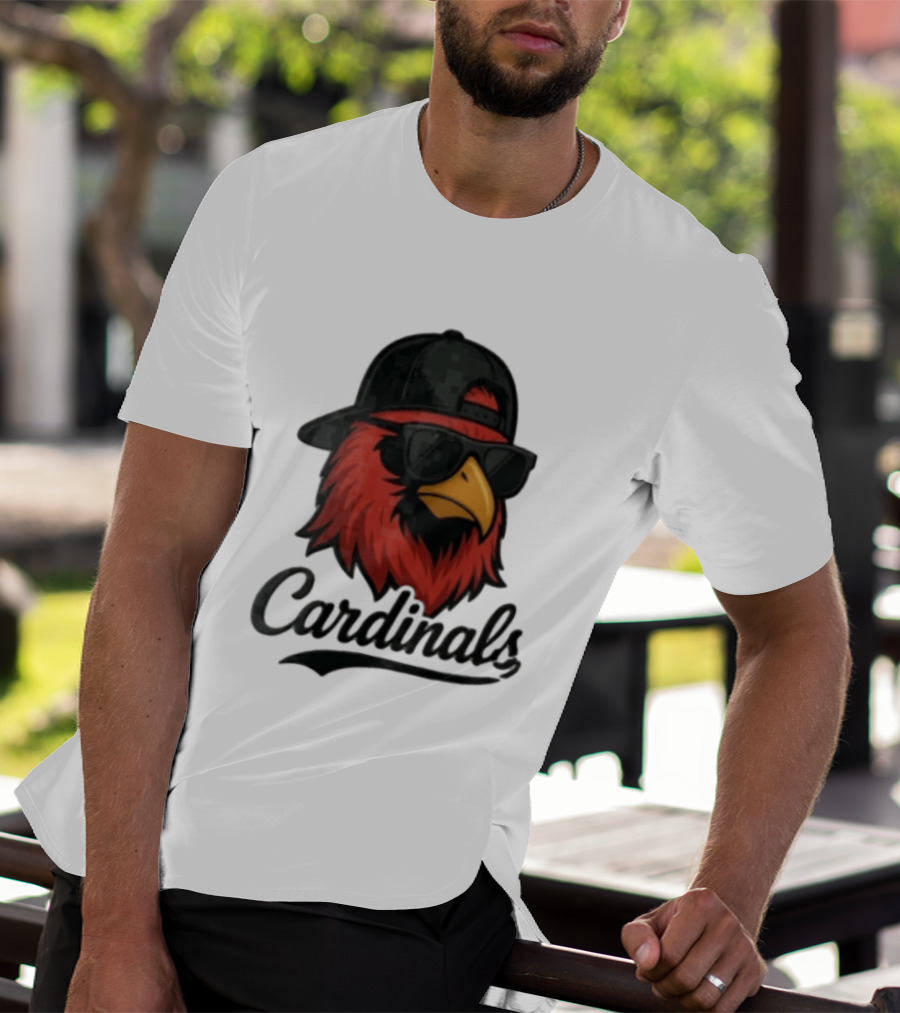 Cardinals Red Bird With Sunglasses And Cap T-Shirt