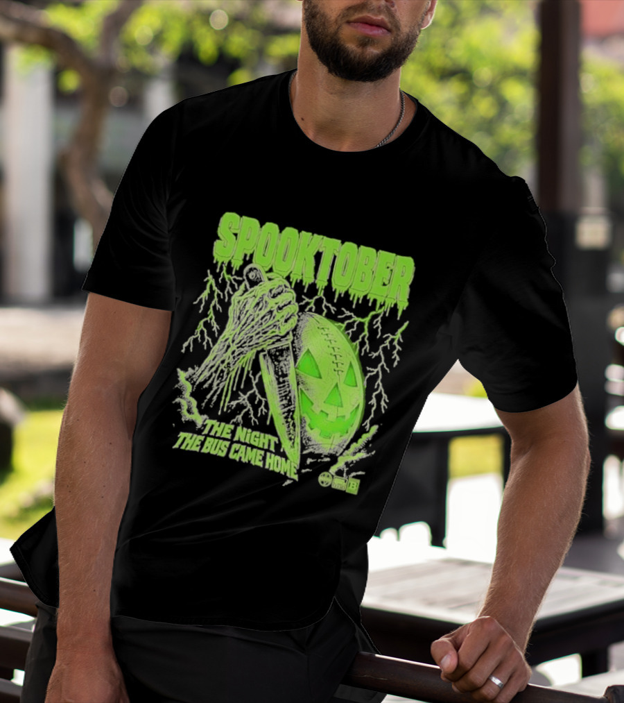 Spooktober The Night The Bus Came Home Halloween Knife Pumpkin Forest T-Shirt