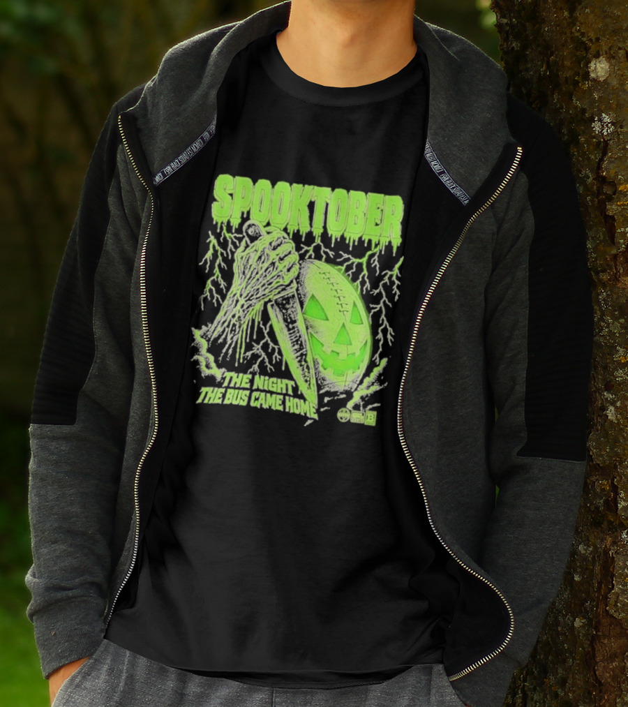 Spooktober The Night The Bus Came Home Halloween Knife Pumpkin Forest T-Shirt
